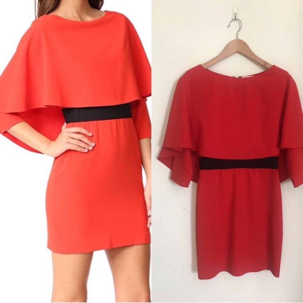 Alice and Olivia Cairo Cape-back Crepe Mini Dress
